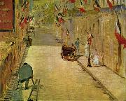 Edouard Manet Rue Mosnier mit Fahnen oil on canvas